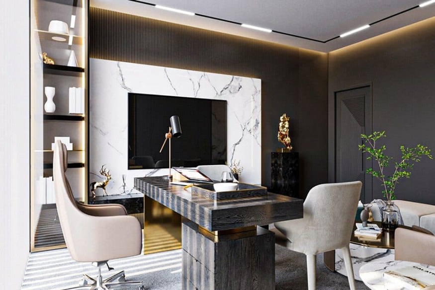 Black and white office interior design